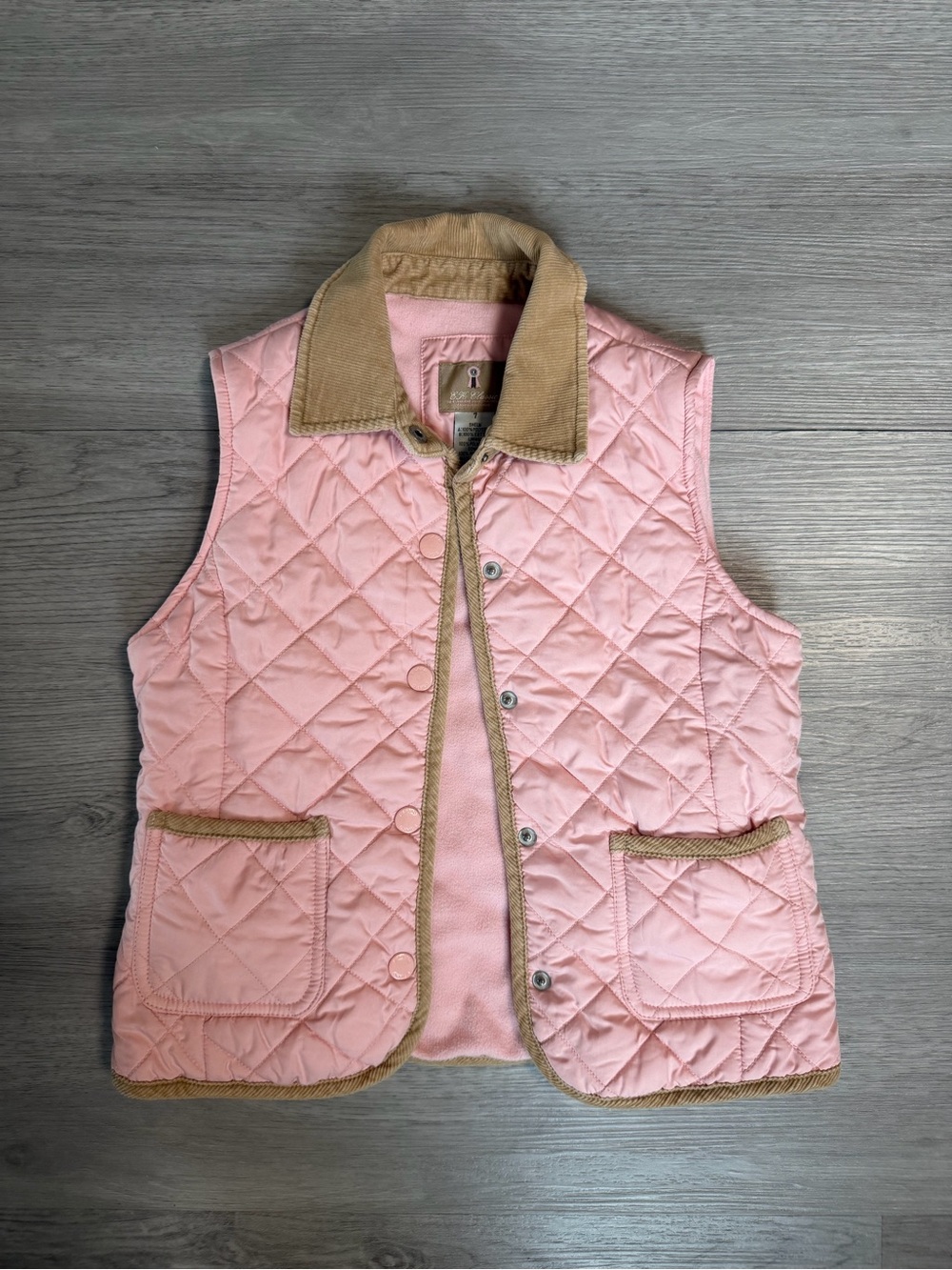 EK Classic by E-Land Kids Pink Quilted Vest Corduroy Trim Size 7 Little Girl